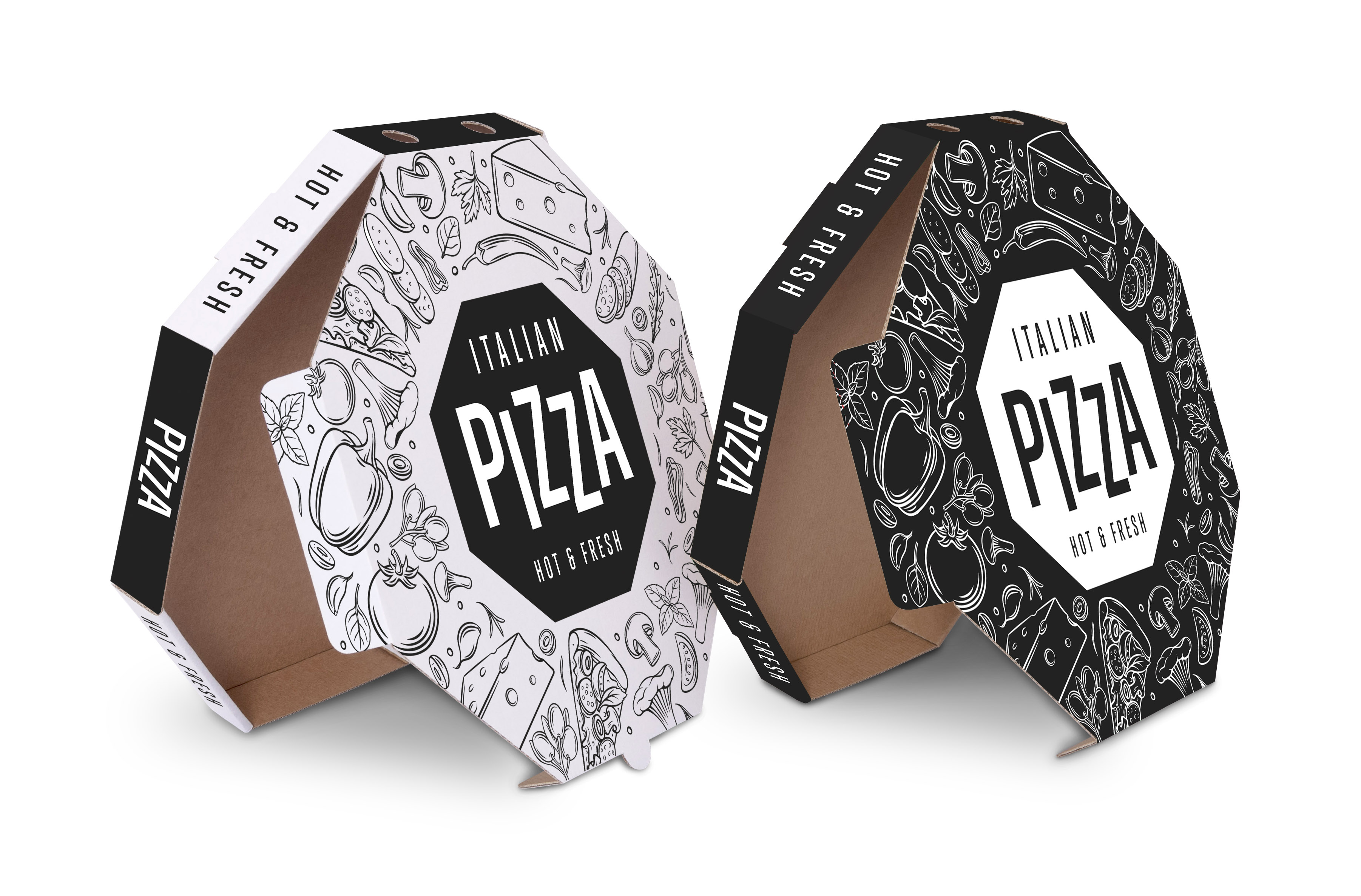 KRABICE NA PIZZU 32,5 x 32,5 x 3 cm s potiskem Italian Pizza